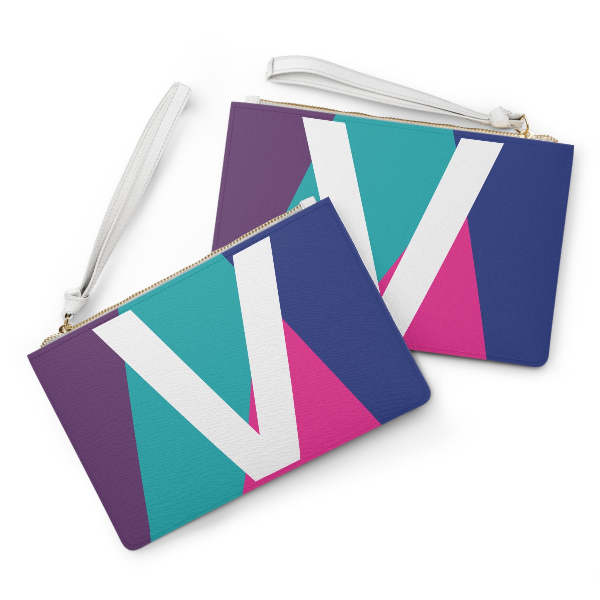 Monogram 'V' Colorblock Clutch Bag — Bold Geometric Wristlet for Everyday & Gifts