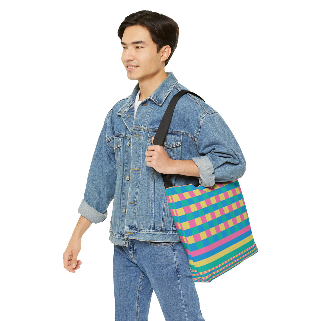 Colorblock Geometric Tote Bag