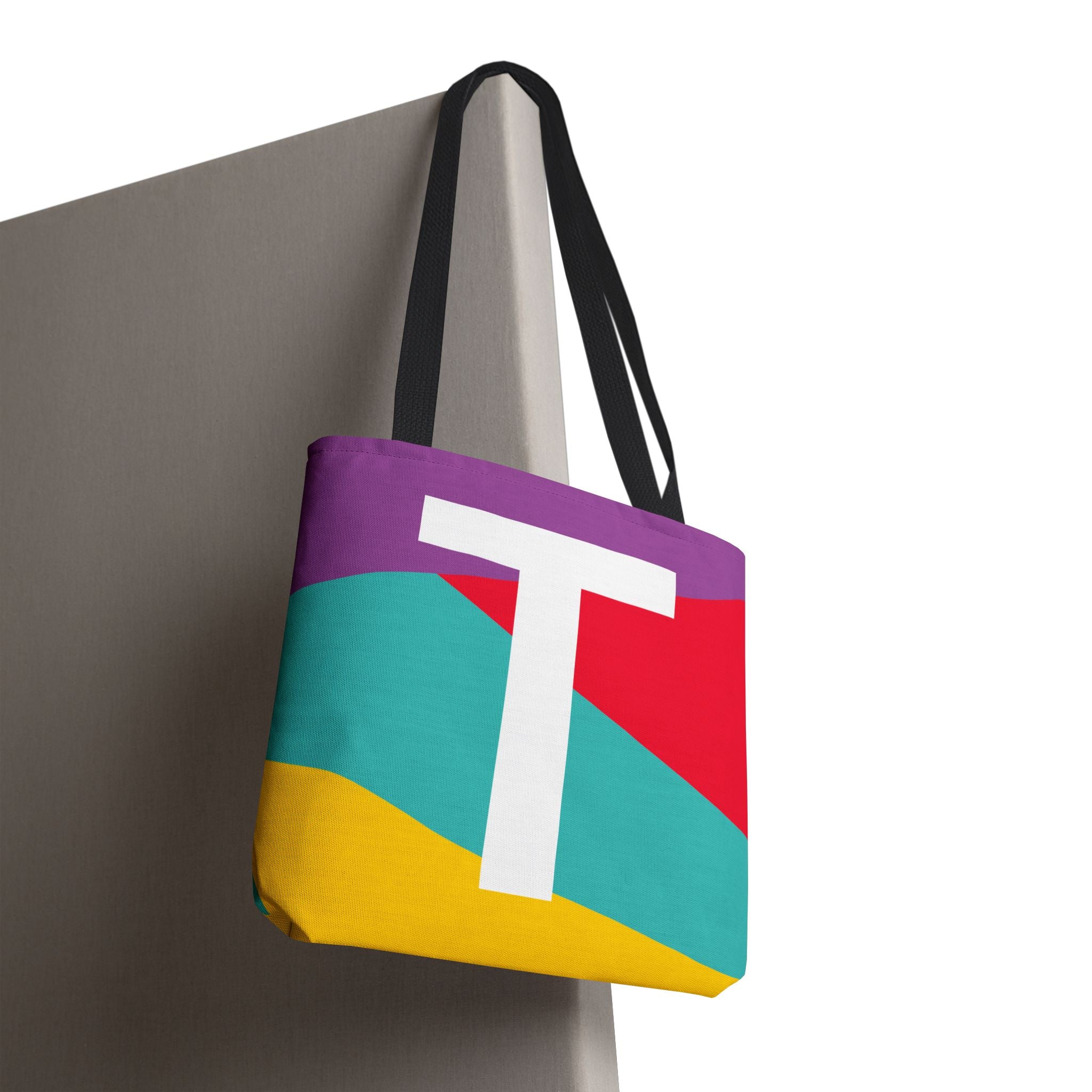 Monogram 'T' Colorblock Tote Bag — Personalized Initial T Shoulder Tote