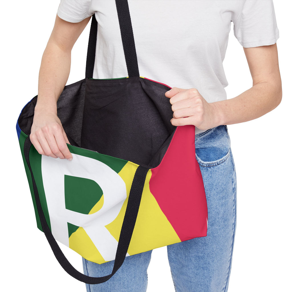 Personalized 'R' Colorblock Tote Bag — Monogram Weekender Tote