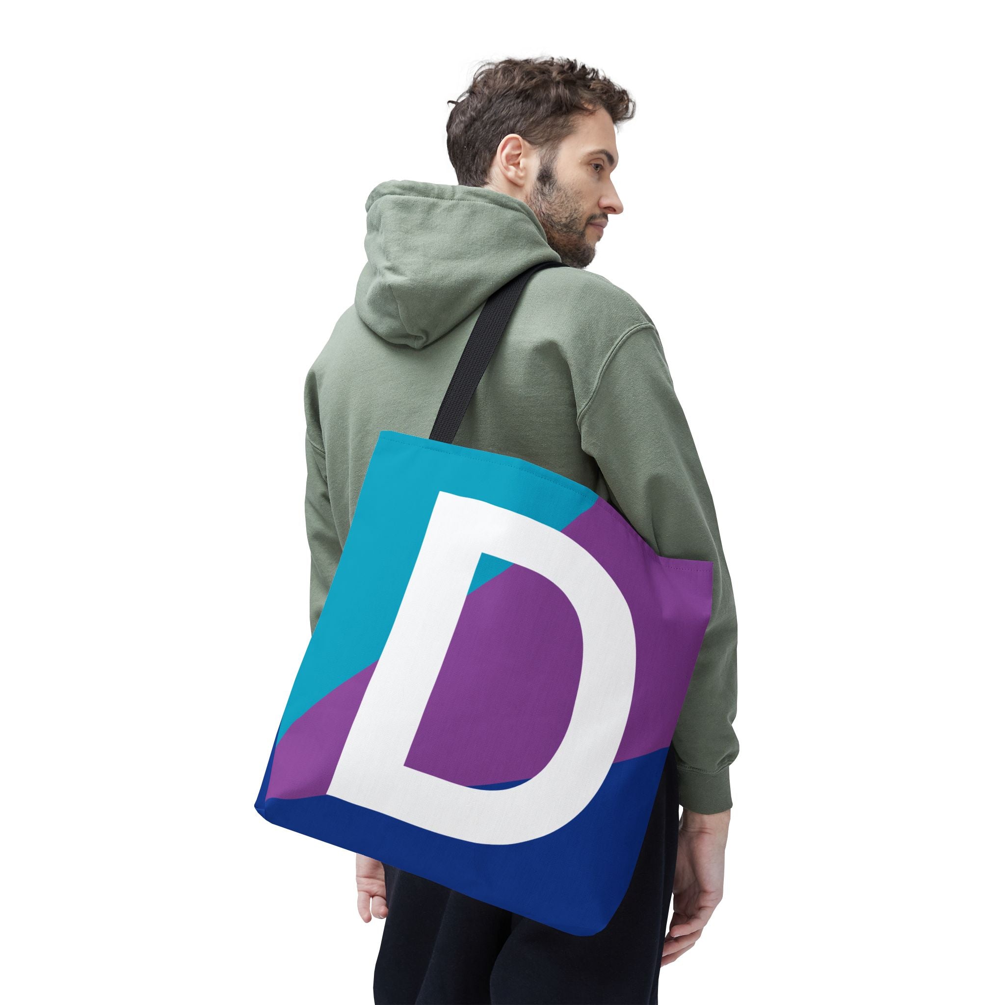 Monogram 'D' Colorblock Tote Bag — Personalized Initial D Shoulder Tote
