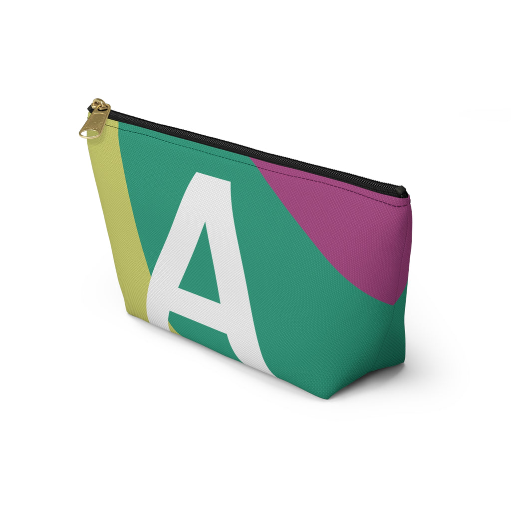 Initials Colorblock Accessory Pouch — Monogram A T-Bottom Cosmetic Bag