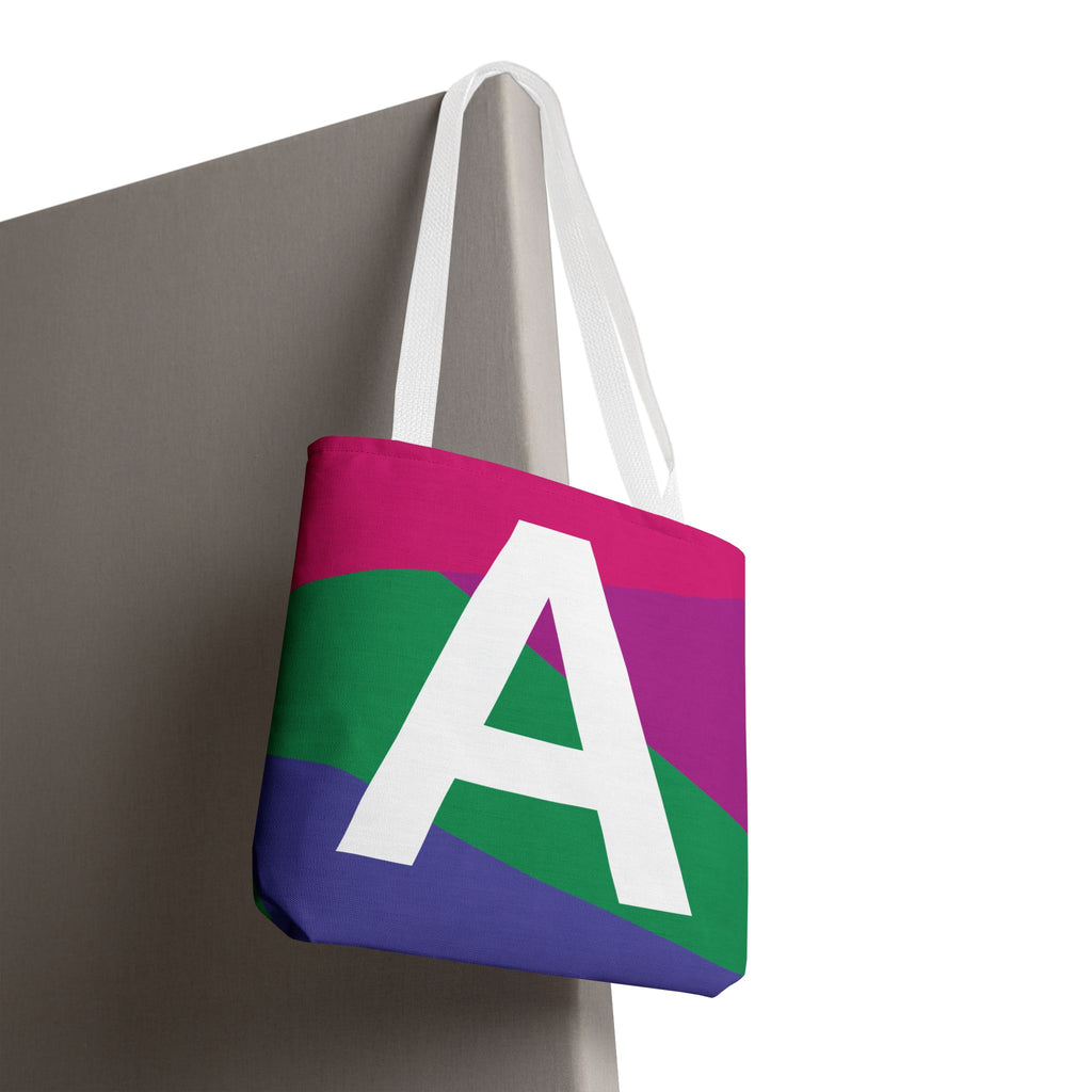 Monogram 'A' Colorblock Tote Bag — Personalized Initial A Shoulder Tote