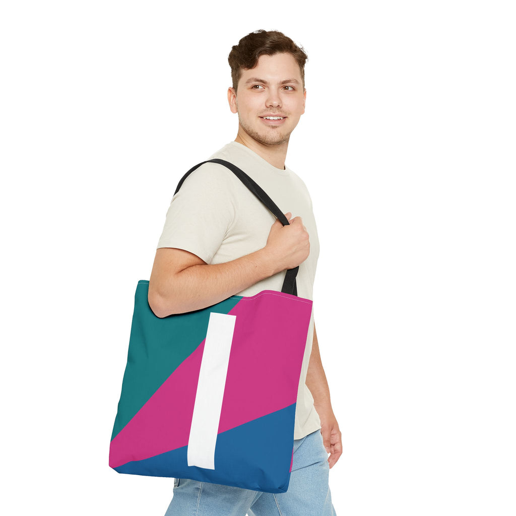 Monogram 'I' Colorblock Tote Bag — Personalized Initial I Shoulder Tote