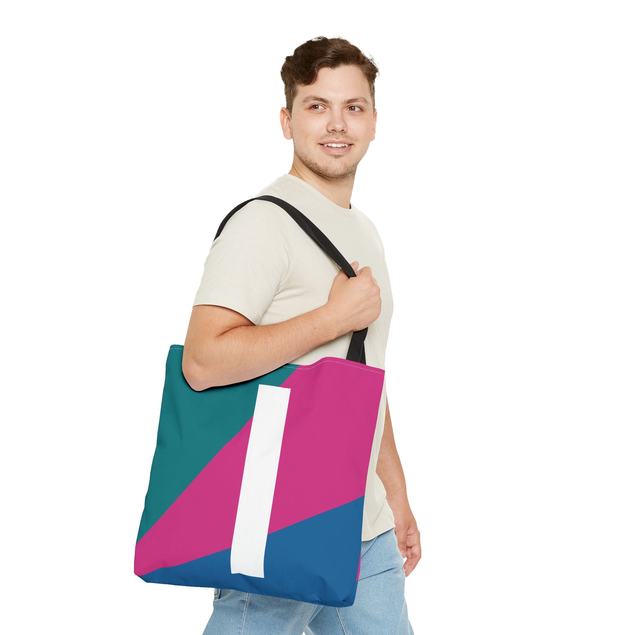 Monogram 'I' Colorblock Tote Bag — Personalized Initial I Shoulder Tote