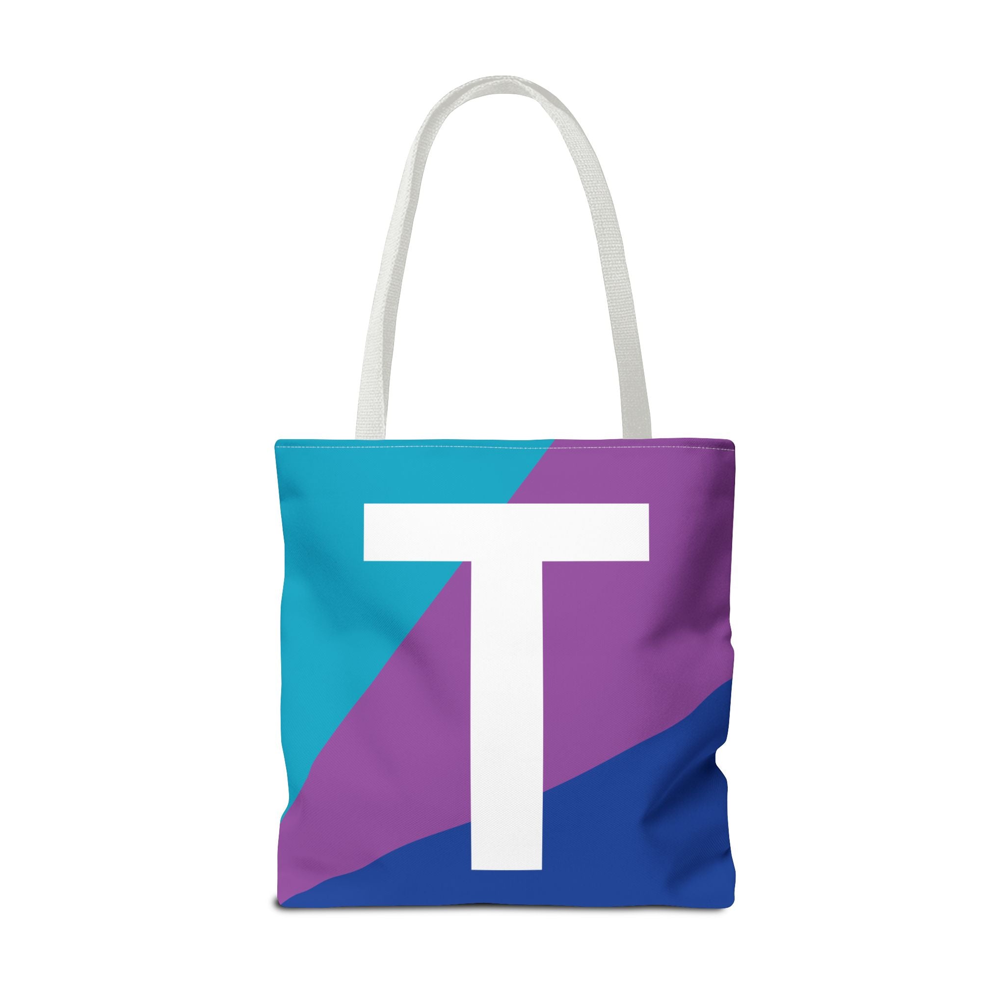 Monogram 'T' Colorblock Tote Bag — Personalized Initial T Shoulder Tote