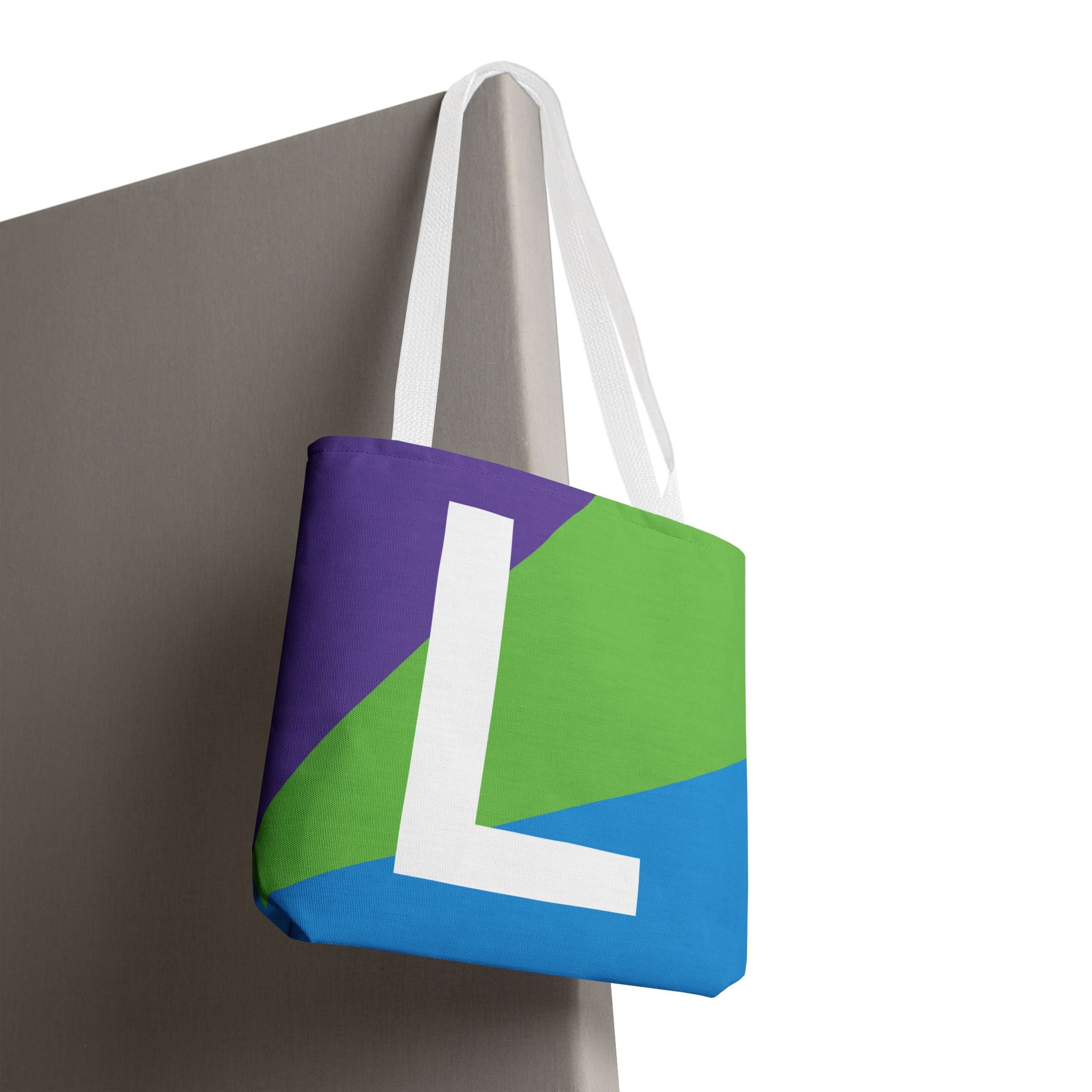 Monogram 'L' Colorblock Tote Bag — Personalized Initial L Shoulder Tote