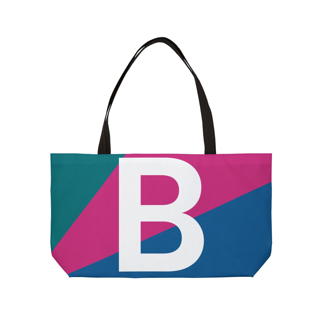 Personalized 'B' Colorblock Tote Bag — Monogram Weekender Tote