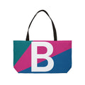 Personalized 'B' Colorblock Tote Bag — Monogram Weekender Tote