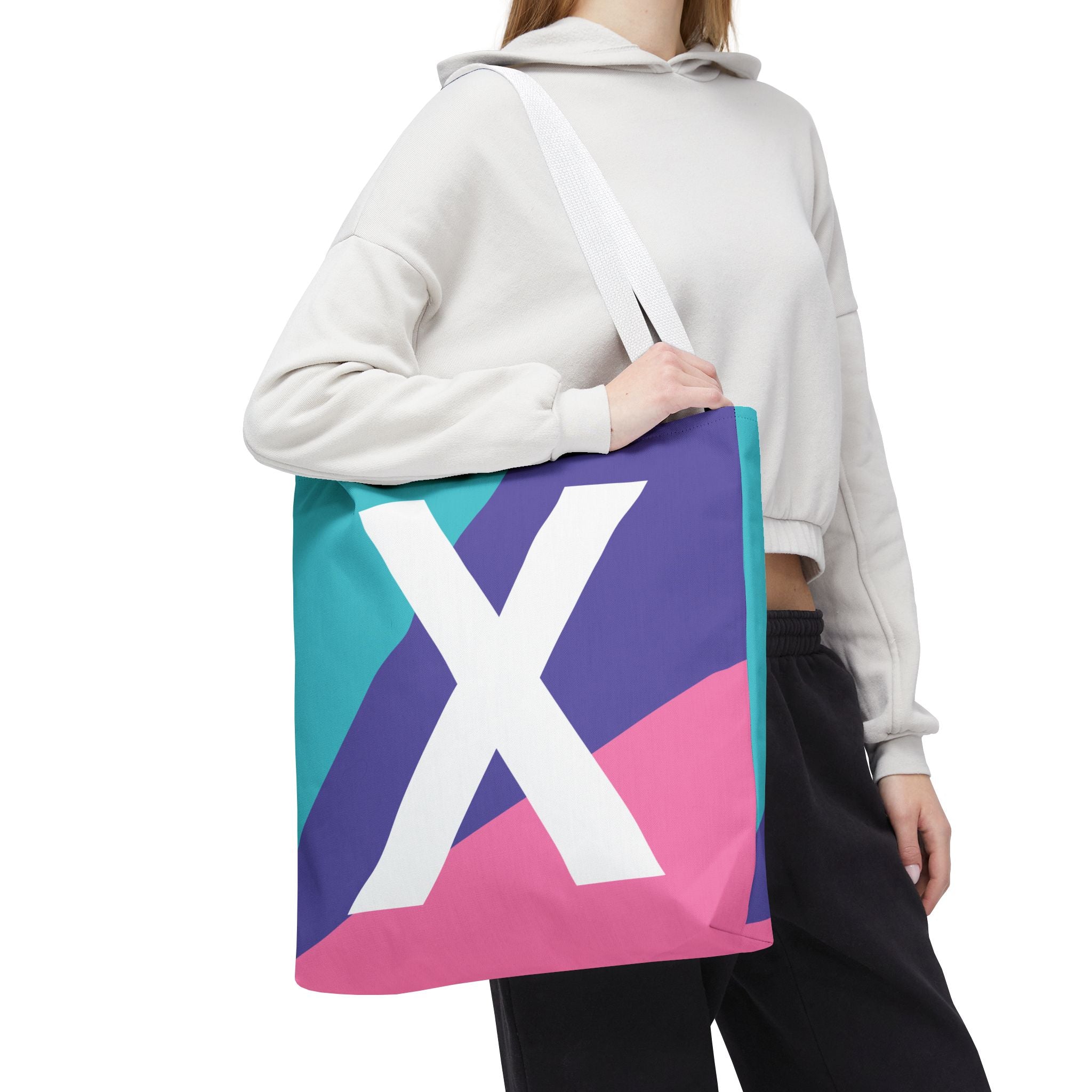 Monogram 'X' Colorblock Tote Bag — Personalized Initial X Shoulder Tote
