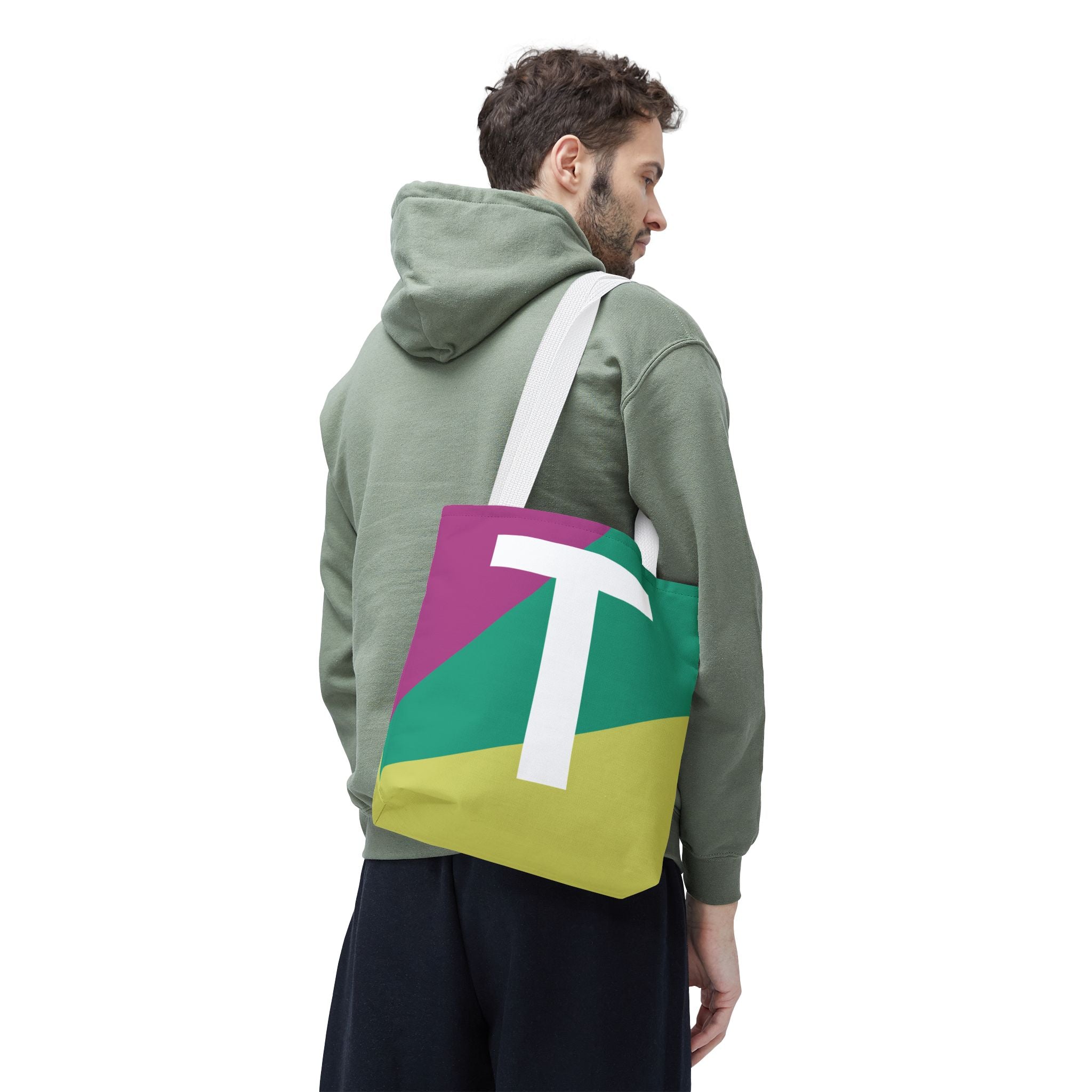 Monogram 'T' Colorblock Tote Bag — Personalized Initial T Shoulder Tote