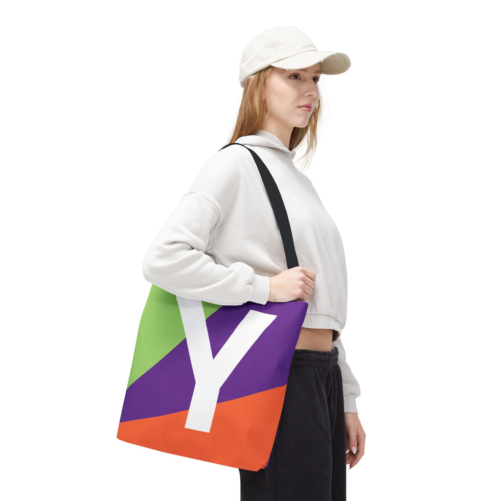Monogram 'Y' Colorblock Tote Bag — Personalized Initial Y Shoulder Tote