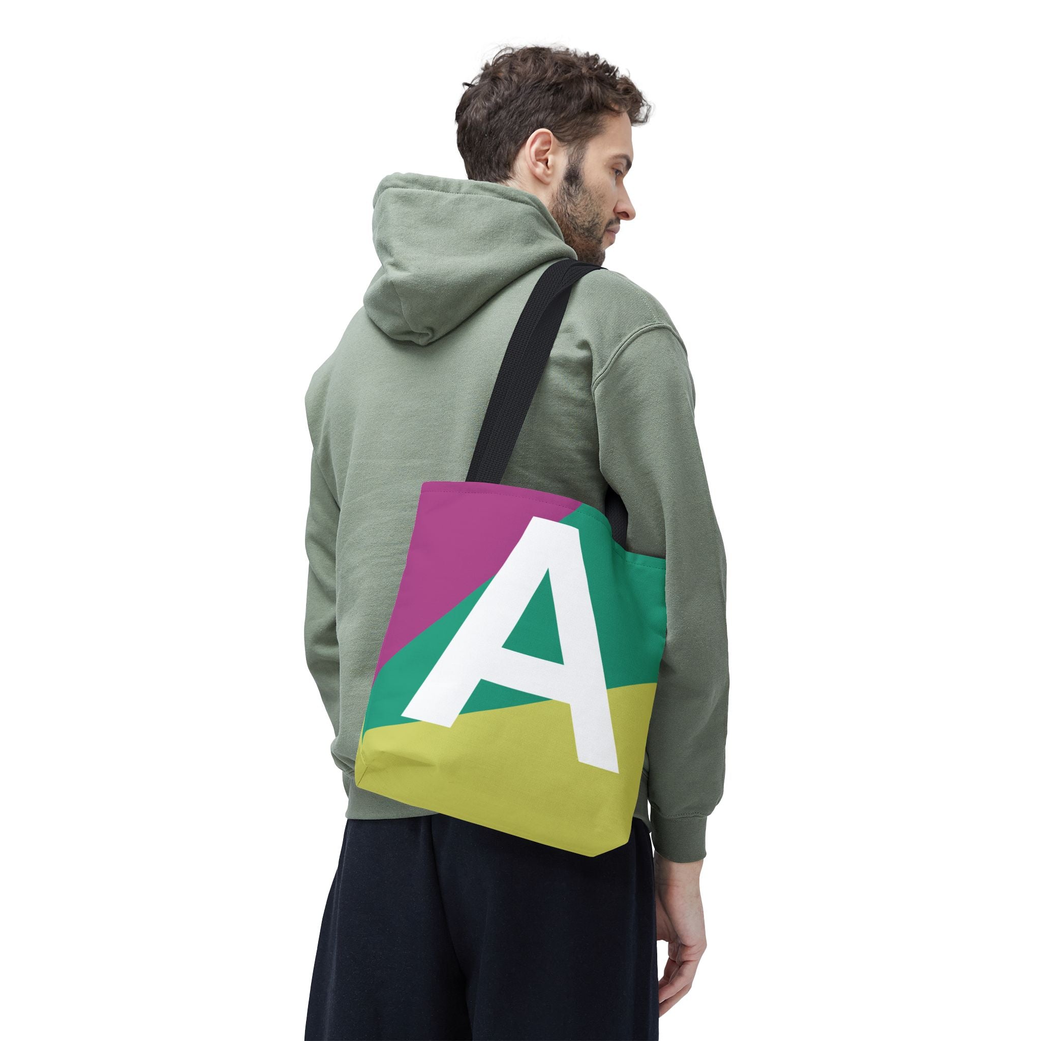 Monogram 'A' Colorblock Tote Bag — Personalized Initial A Shoulder Tote