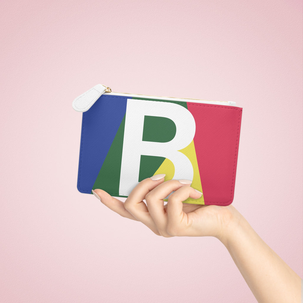 Initial B Mini Clutch — Colorblock Monogram Wristlet Wallet