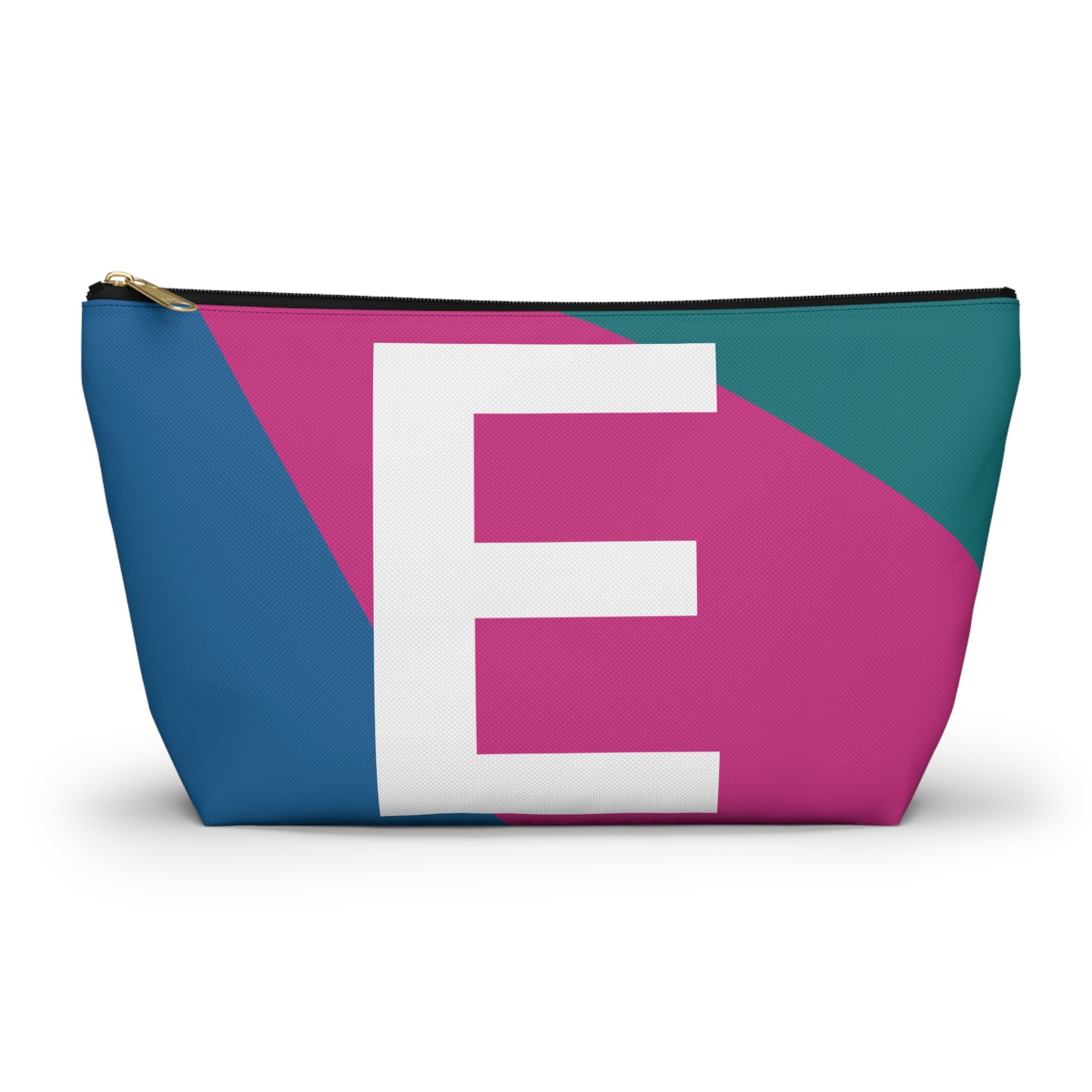 Initials Colorblock Accessory Pouch — Monogram E T-Bottom Cosmetic Bag