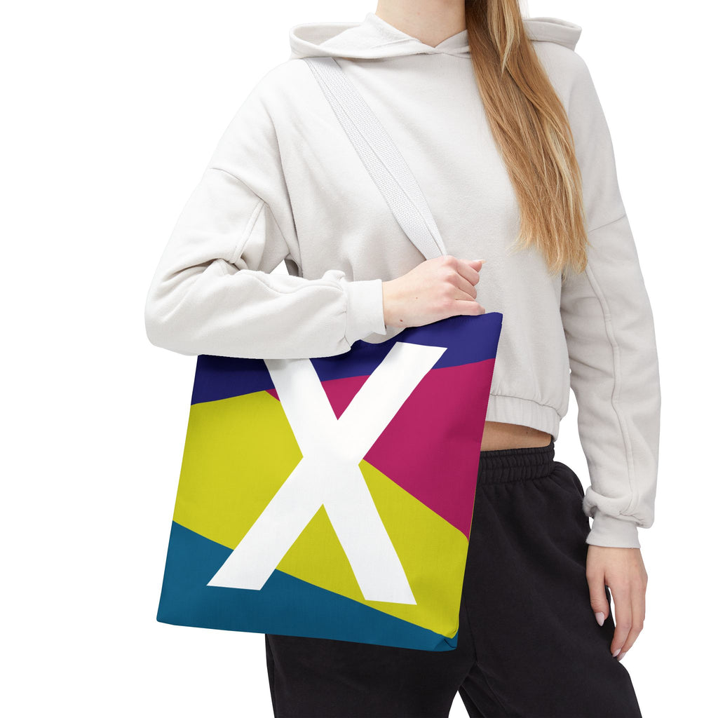 Monogram 'X' Colorblock Tote Bag — Personalized Initial X Shoulder Tote