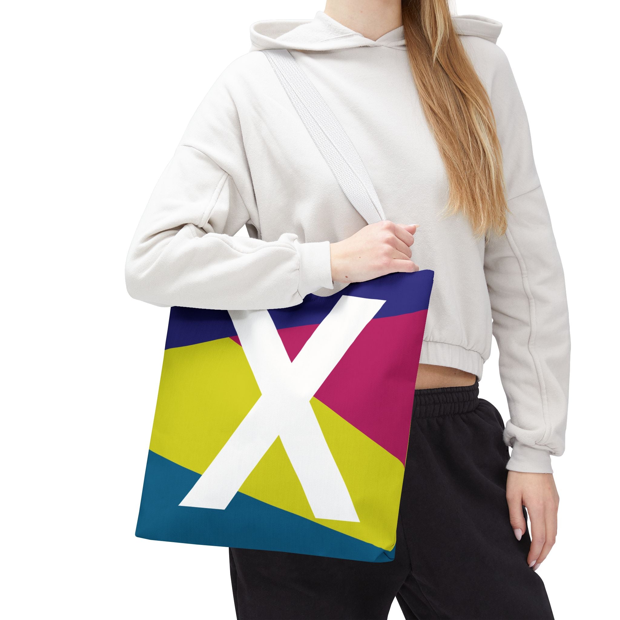 Monogram 'X' Colorblock Tote Bag — Personalized Initial X Shoulder Tote