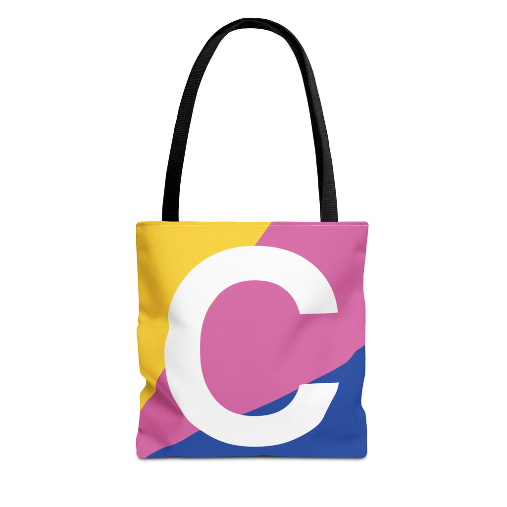 Monogram 'C' Colorblock Tote Bag — Personalized Initial C Shoulder Tote