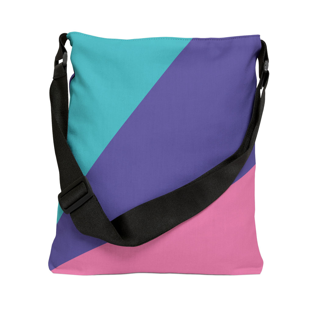 Colorblock Geometric Tote Bag — Adjustable Strap, Bright Abstract Pattern