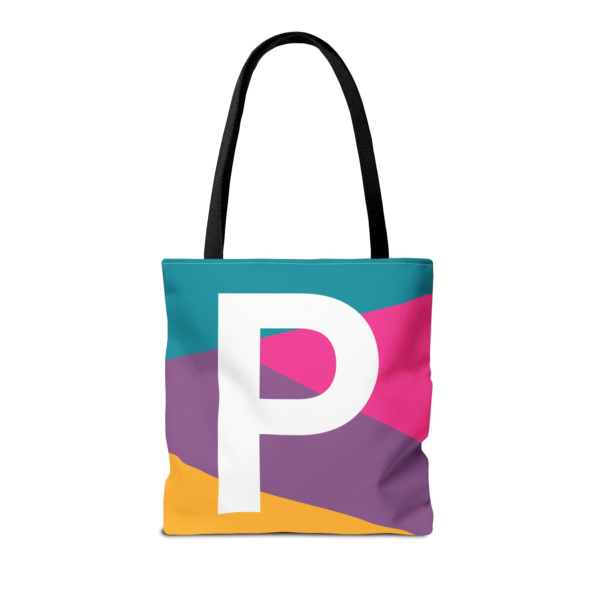 Monogram 'P' Colorblock Tote Bag — Personalized Initial P Shoulder Tote