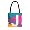 Monogram 'J' Colorblock Tote Bag — Personalized Initial J Shoulder Tote