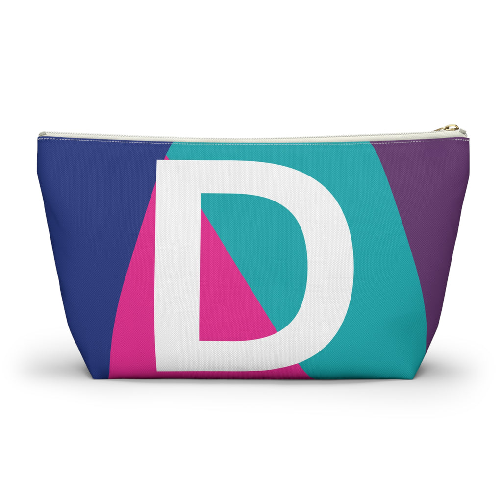 Initials Colorblock Accessory Pouch — Monogram D T-Bottom Cosmetic Bag