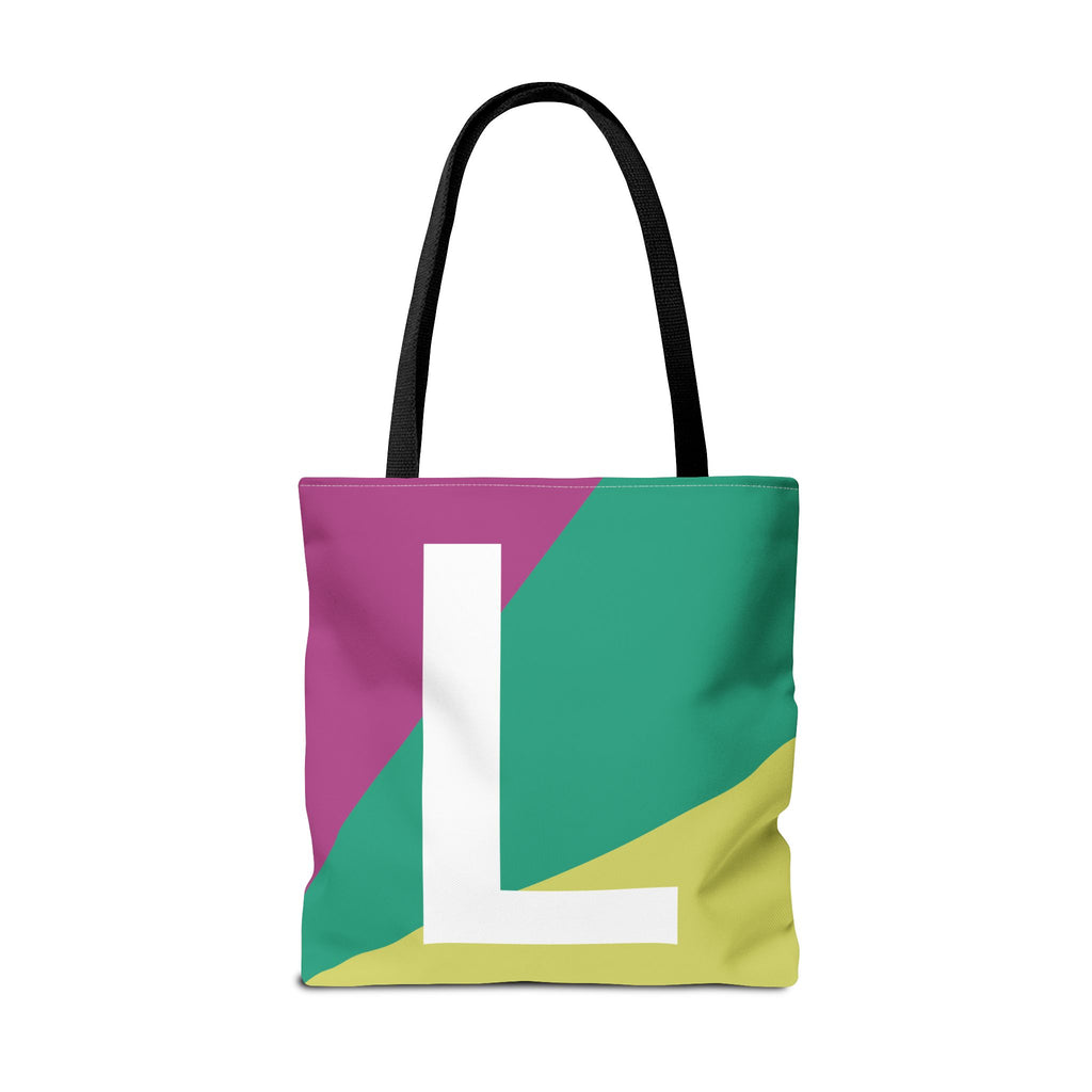 Monogram 'L' Colorblock Tote Bag — Personalized Initial L Shoulder Tote