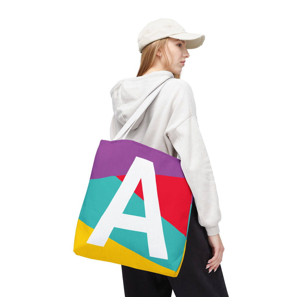 Monogram 'A' Colorblock Tote Bag — Personalized Initial A Shoulder Tote