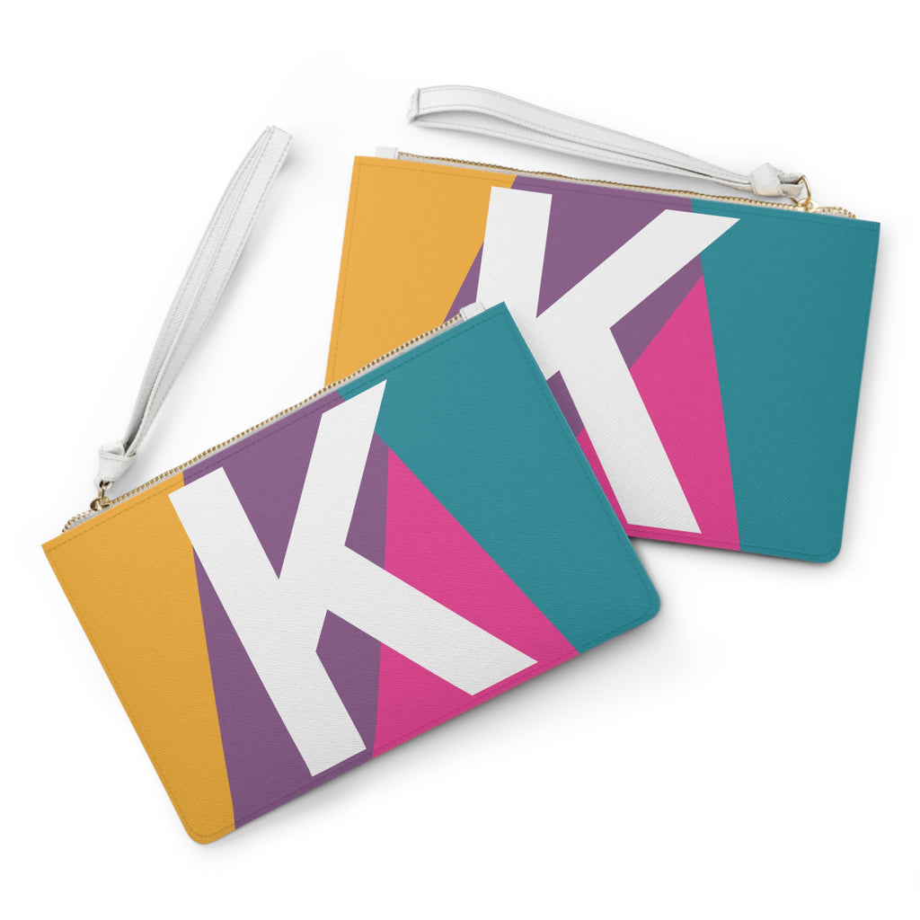 Monogram 'K' Colorblock Clutch Bag — Bold Geometric Wristlet for Everyday & Gifts