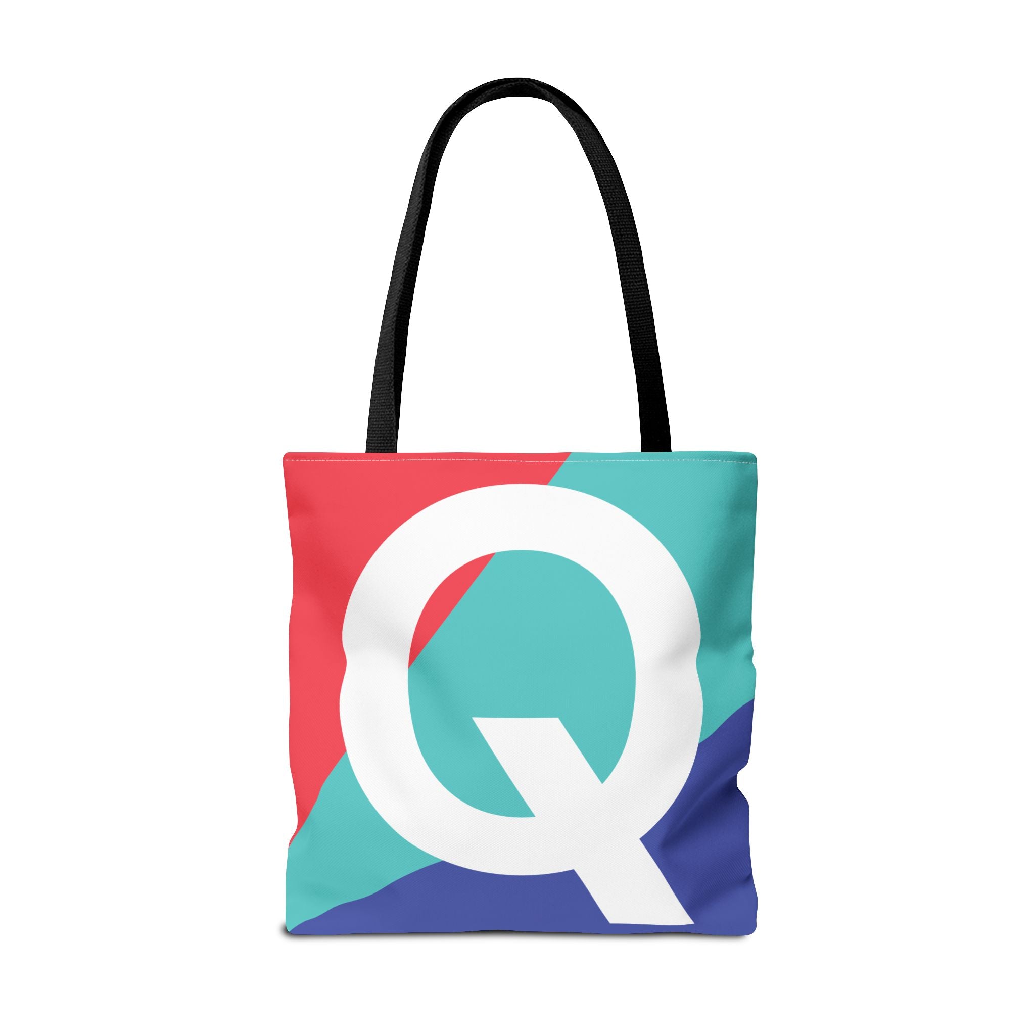 Monogram 'Q' Colorblock Tote Bag — Personalized Initial Q Shoulder Tote