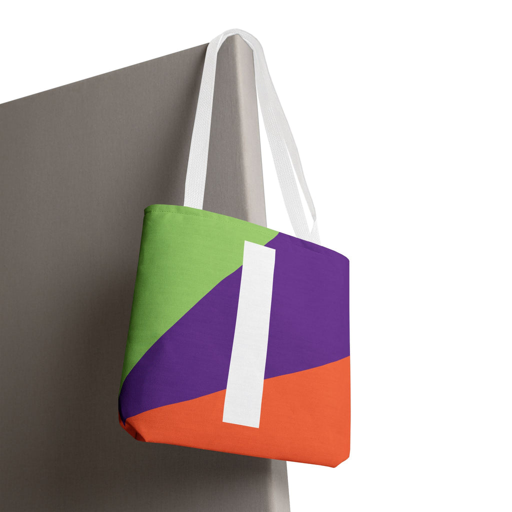 Monogram 'I' Colorblock Tote Bag — Personalized Initial I Shoulder Tote