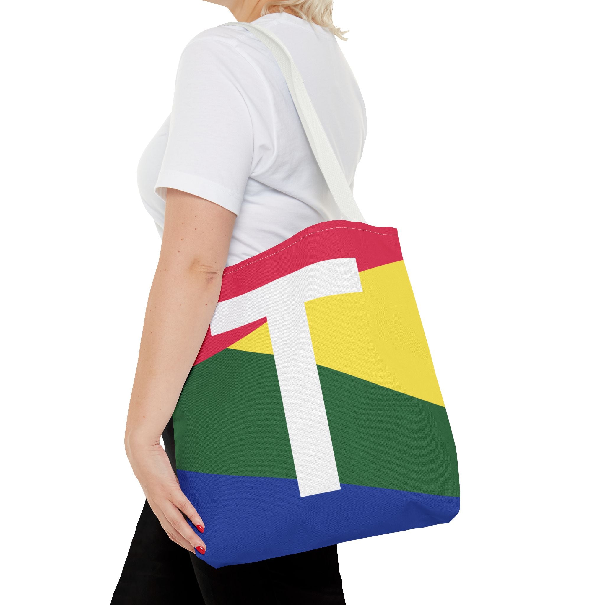 Monogram 'T' Colorblock Tote Bag — Personalized Initial T Shoulder Tote