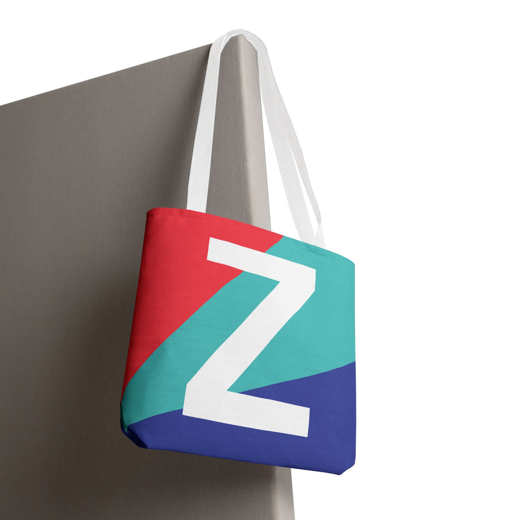 Monogram 'Z' Colorblock Tote Bag — Personalized Initial Z Shoulder Tote