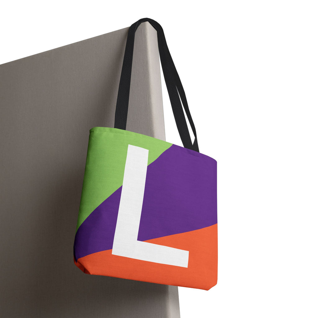 Monogram 'L' Colorblock Tote Bag — Personalized Initial L Shoulder Tote