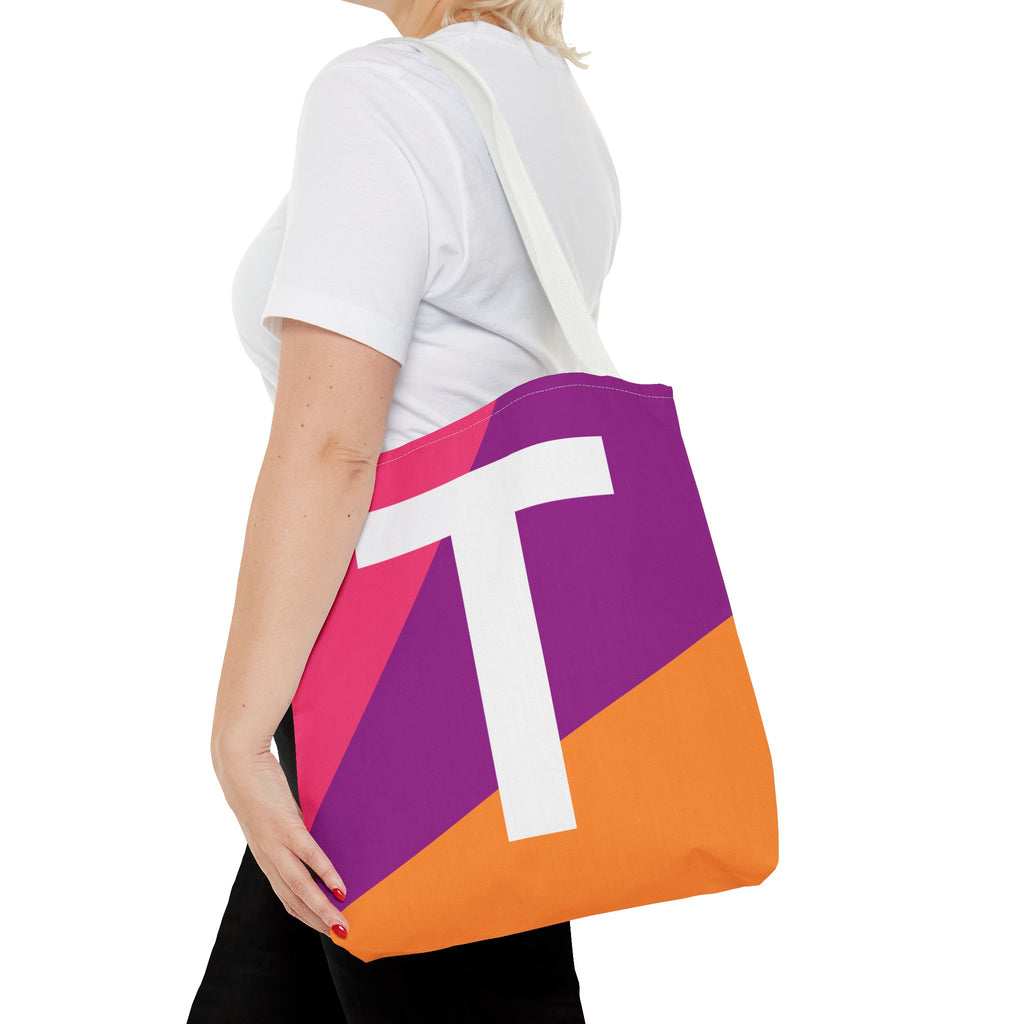 Monogram 'T' Colorblock Tote Bag — Personalized Initial T Shoulder Tote