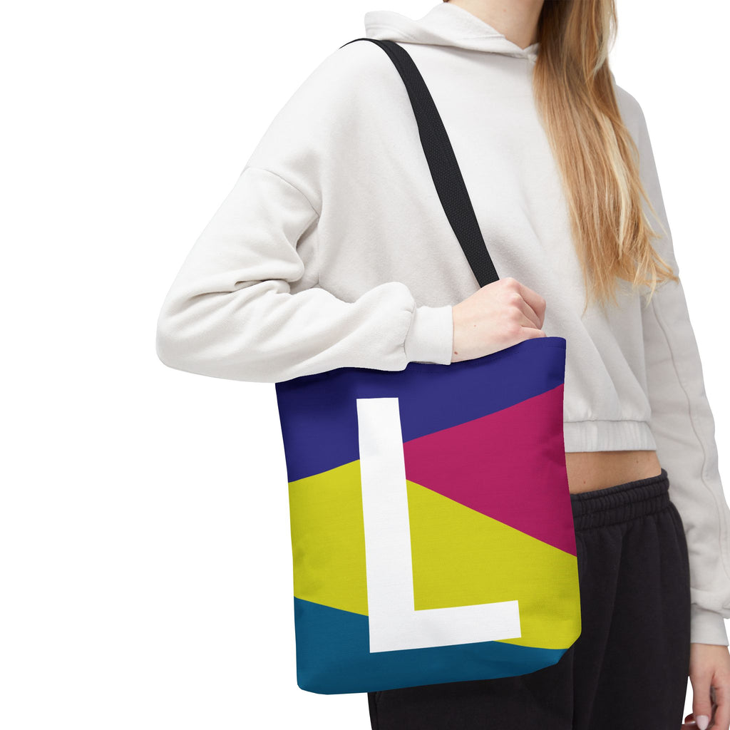 Monogram 'L' Colorblock Tote Bag — Personalized Initial L Shoulder Tote