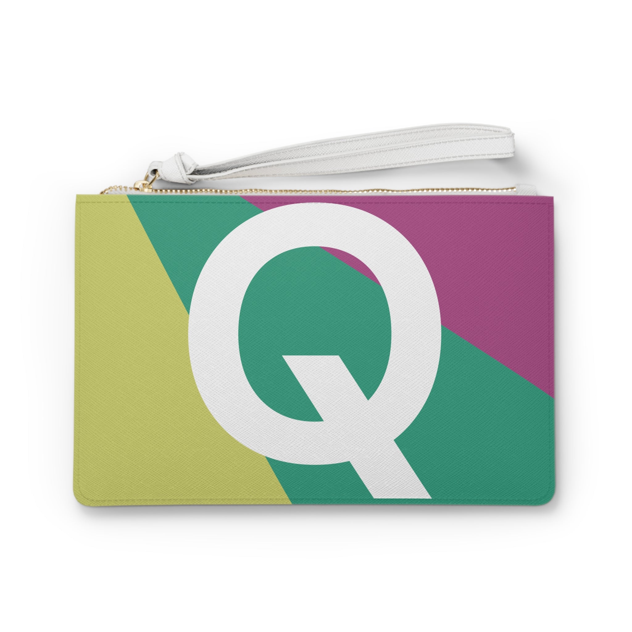 Monogram 'Q' Colorblock Clutch Bag — Bold Geometric Wristlet for Everyday & Gifts