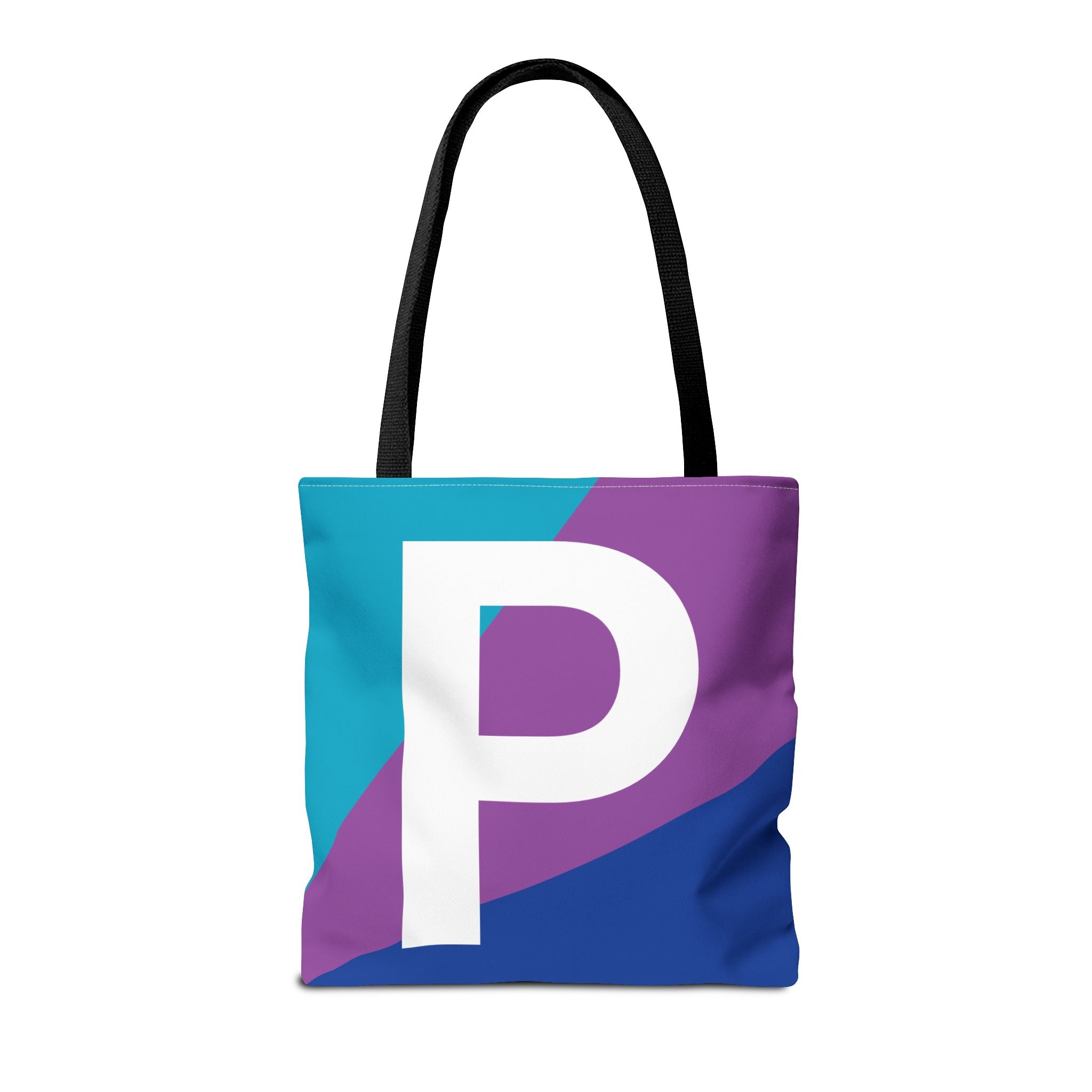Monogram 'P' Colorblock Tote Bag — Personalized Initial P Shoulder Tote