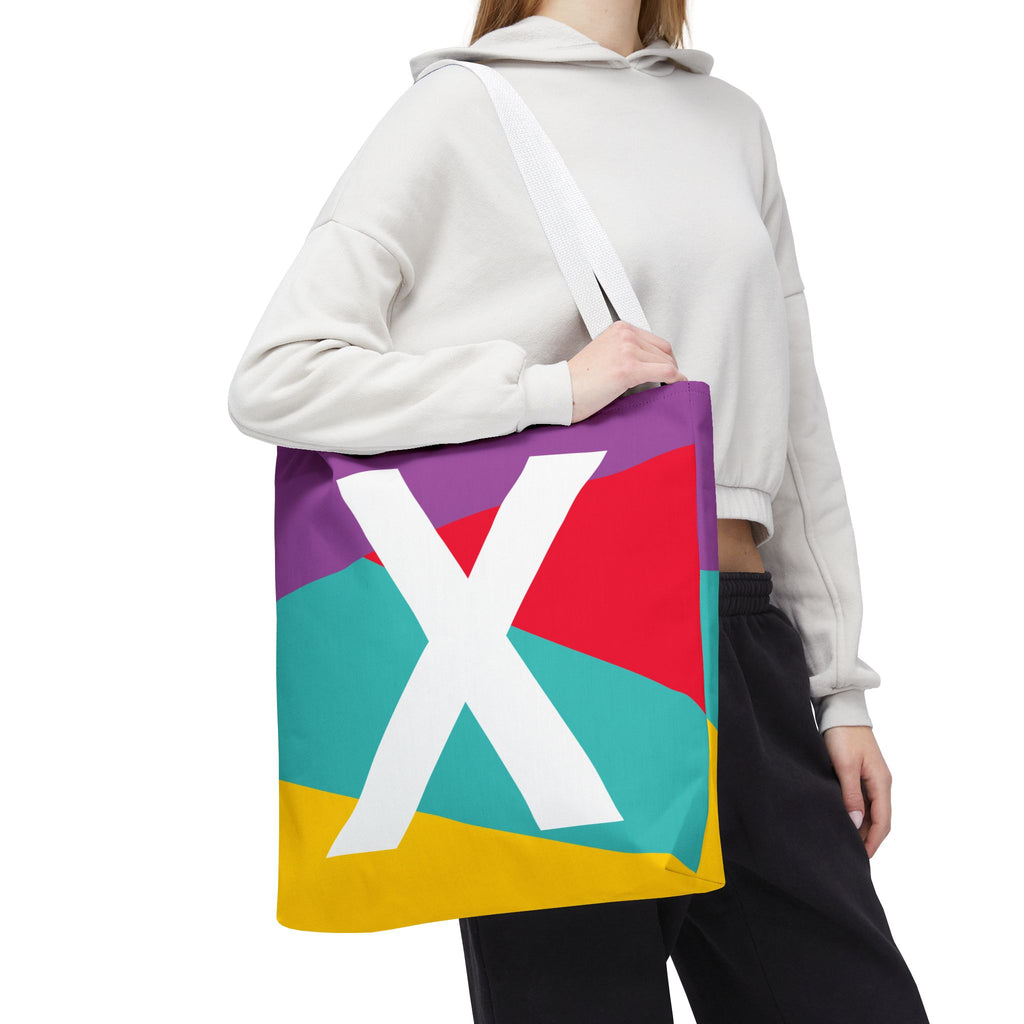 Monogram 'X' Colorblock Tote Bag — Personalized Initial X Shoulder Tote