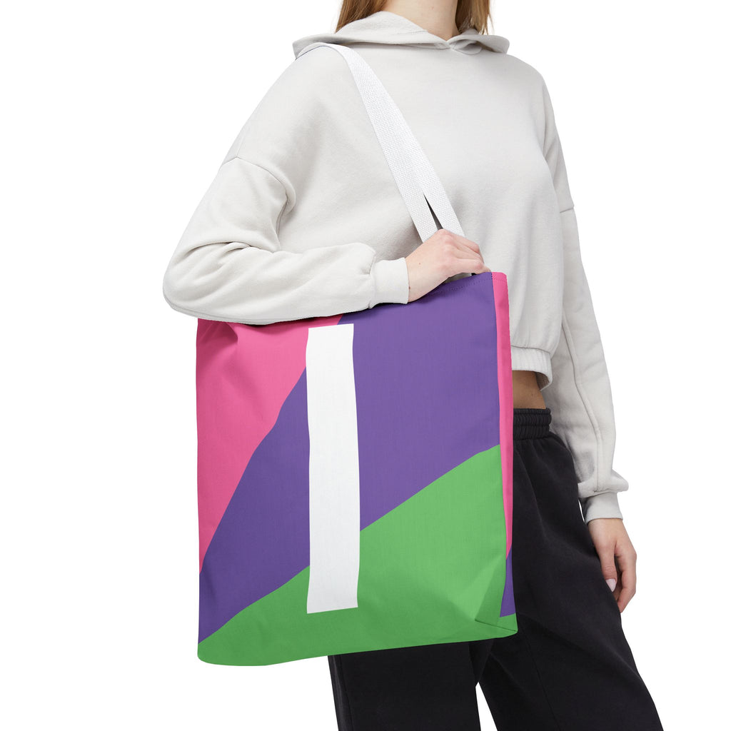 Monogram 'I' Colorblock Tote Bag — Personalized Initial I Shoulder Tote