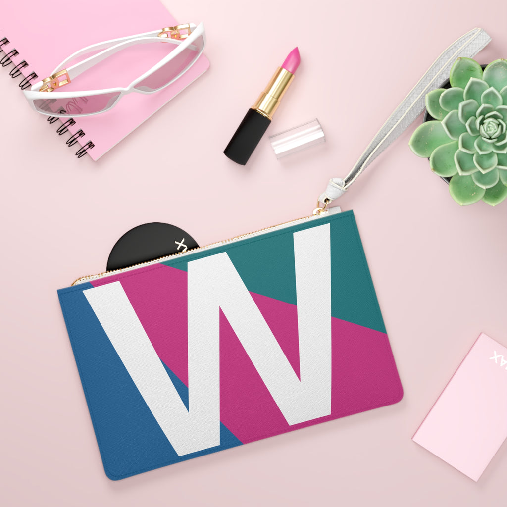 Monogram 'W' Colorblock Clutch Bag — Bold Geometric Wristlet for Everyday & Gifts