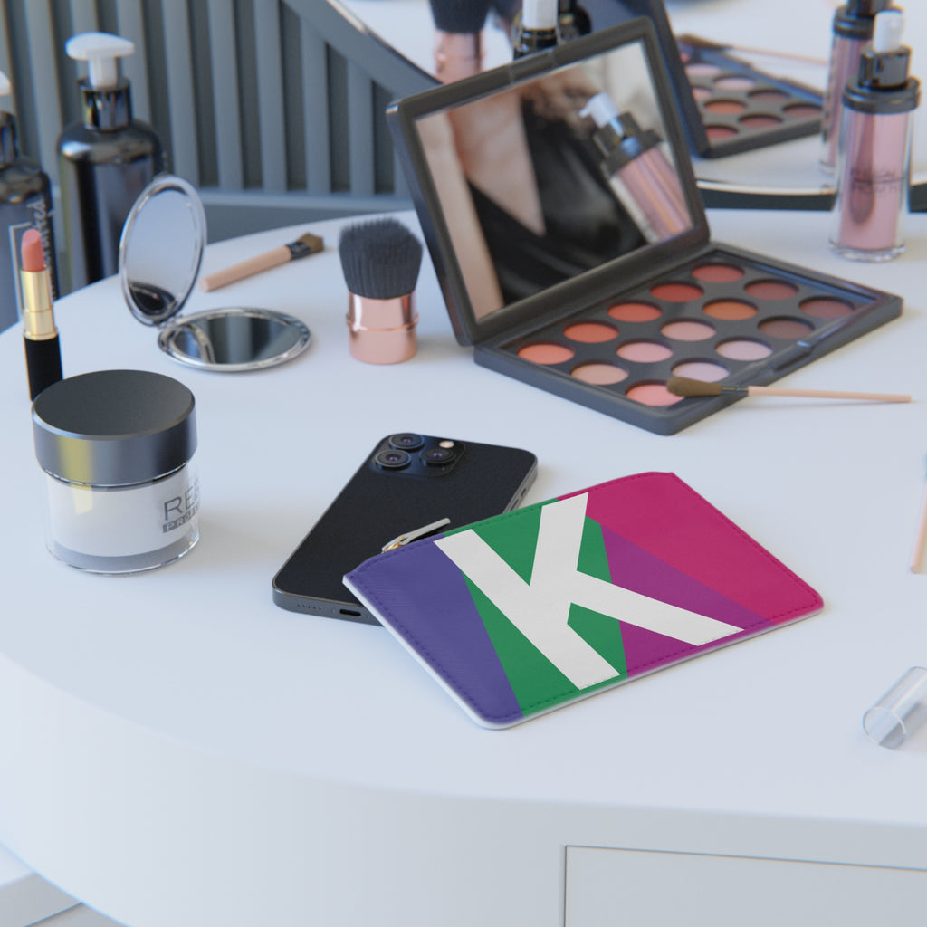 Initial K Mini Clutch — Colorblock Monogram Wristlet Wallet