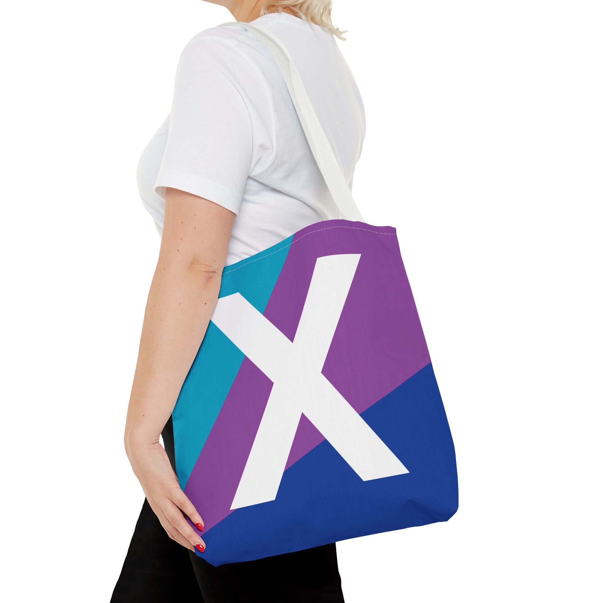 Monogram 'X' Colorblock Tote Bag — Personalized Initial X Shoulder Tote