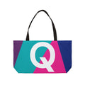 Personalized 'Q' Colorblock Tote Bag — Monogram Weekender Tote