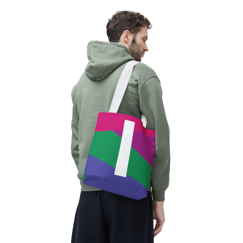 Monogram 'I' Colorblock Tote Bag — Personalized Initial I Shoulder Tote