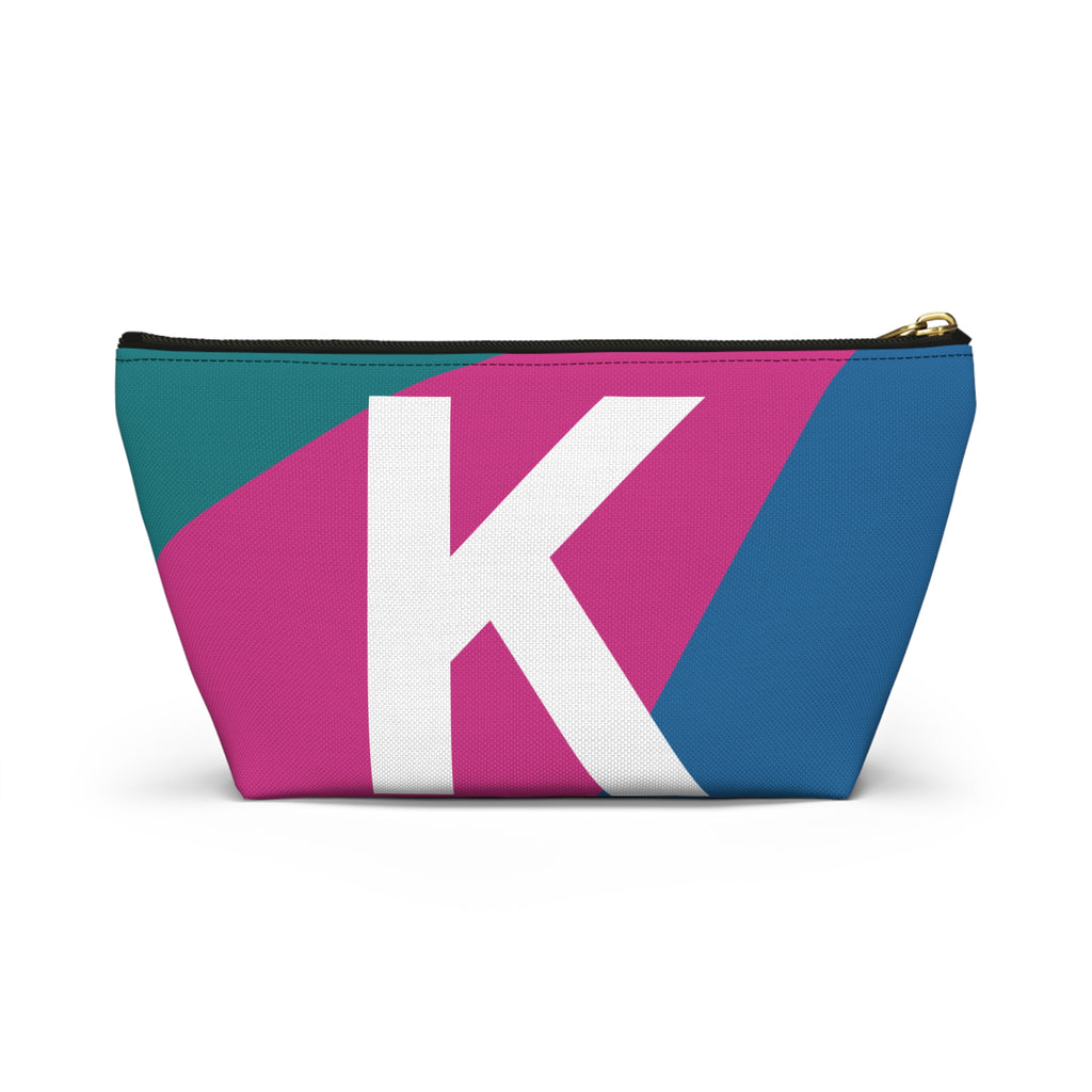 Initials Colorblock Accessory Pouch — Monogram K T-Bottom Cosmetic Bag