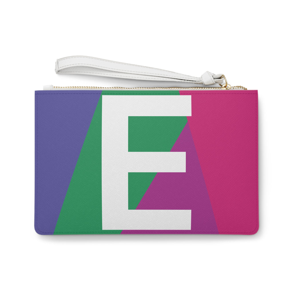 Monogram 'E' Colorblock Clutch Bag — Bold Geometric Wristlet for Everyday & Gifts