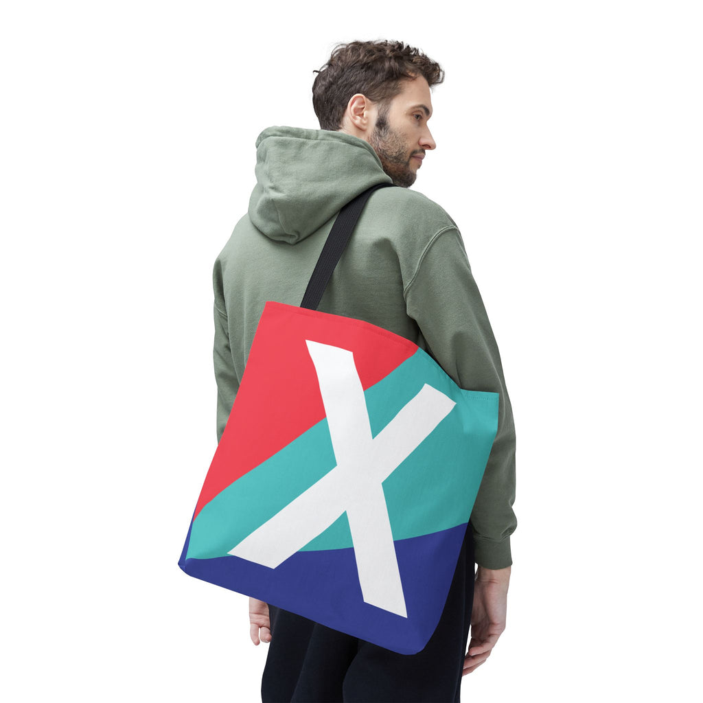 Monogram 'X' Colorblock Tote Bag — Personalized Initial X Shoulder Tote