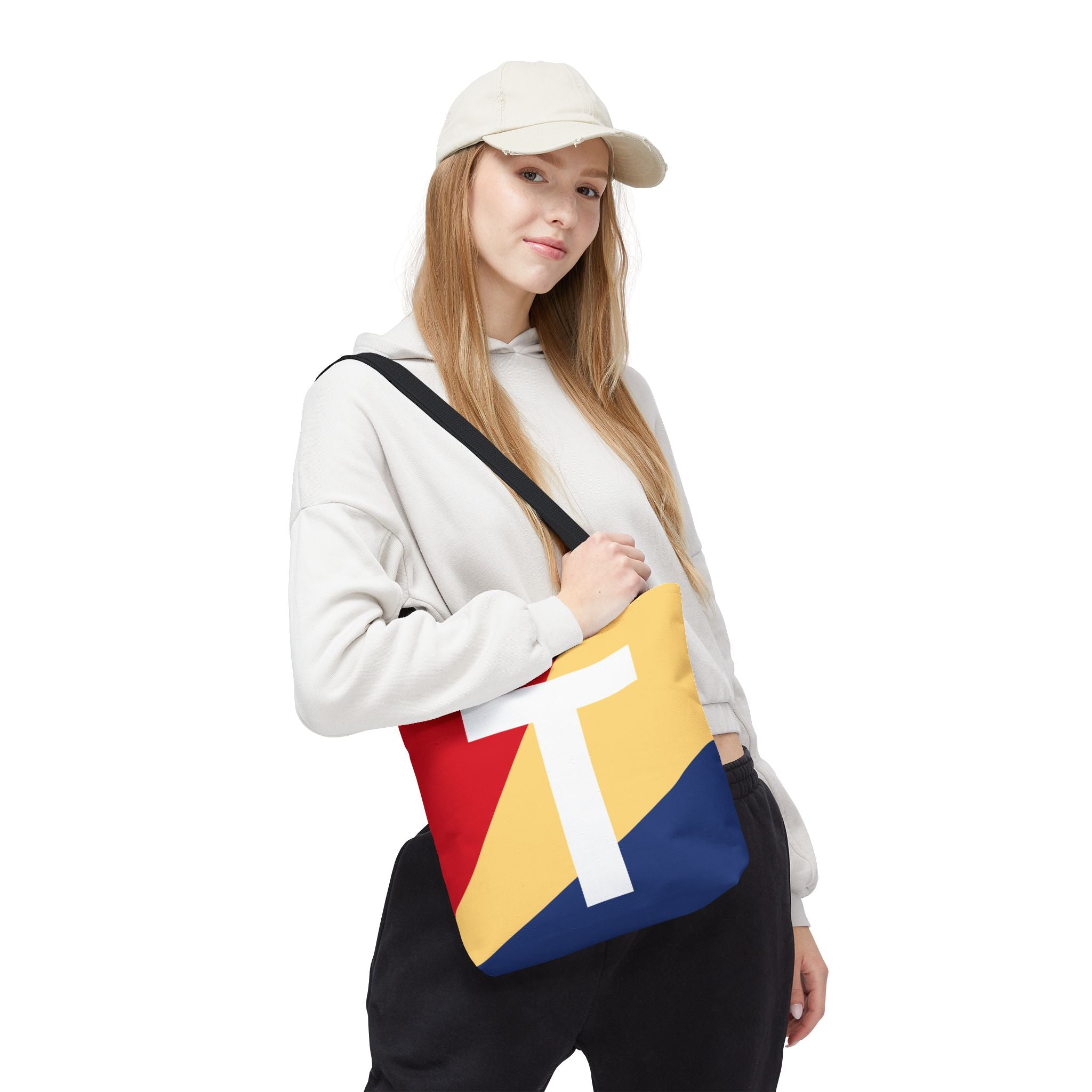 Monogram 'T' Colorblock Tote Bag — Personalized Initial T Shoulder Tote