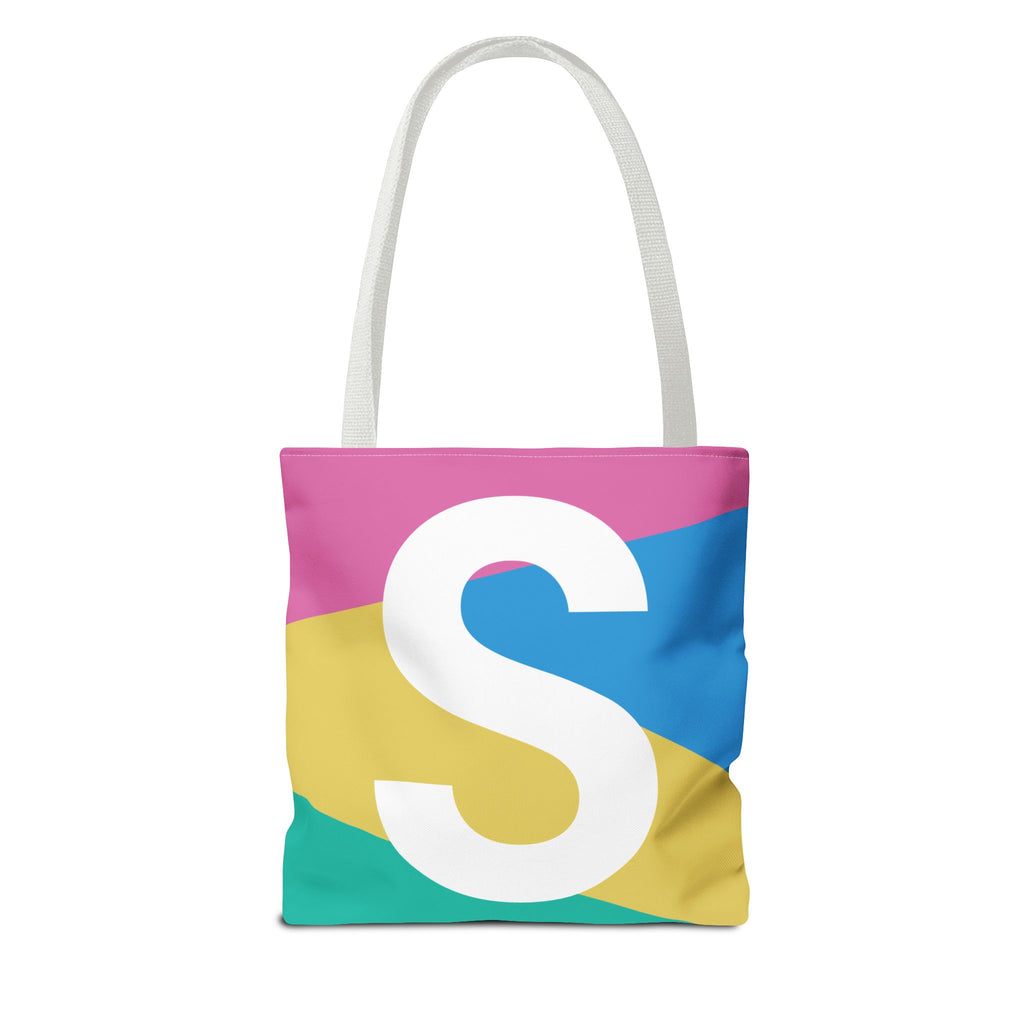 Monogram 'S' Colorblock Tote Bag — Personalized Initial S Shoulder Tote
